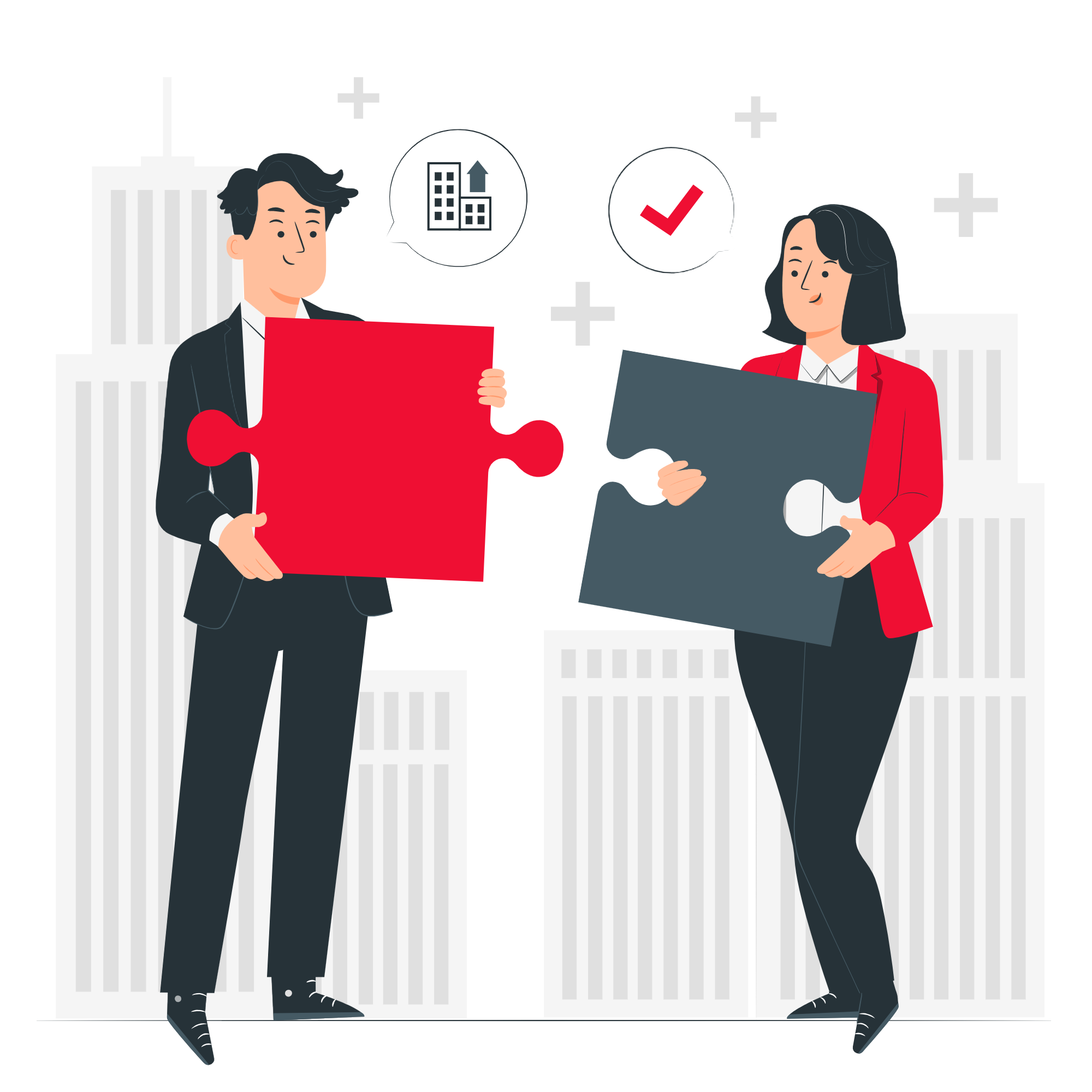 Two people trying to find puzzle solution 